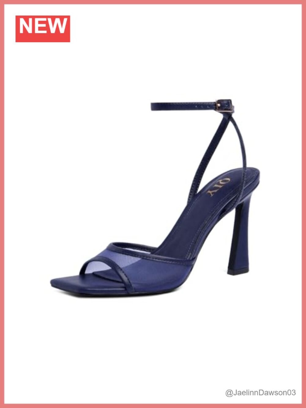 Strappy Heels for Women Square Toe Ankle Strap Stiletto Mesh Dress Shoes